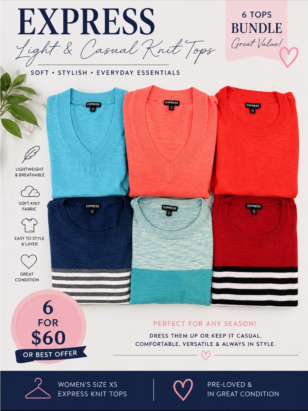 Express Women’s Knit Tops XS / great condition / 6 for 60 or best offer
